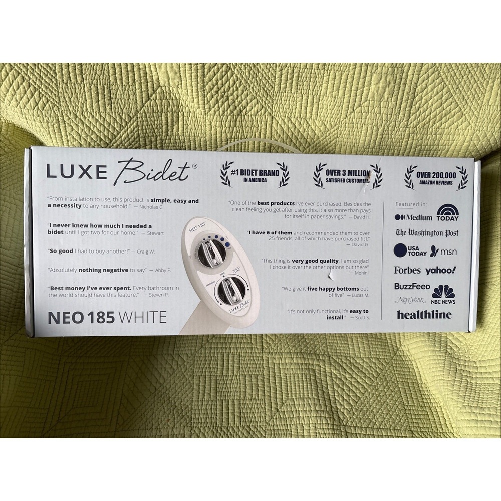 LUXE Bidet NEO 185 - Self-Cleaning, Dual Nozzle, Non-Electric White Sealed